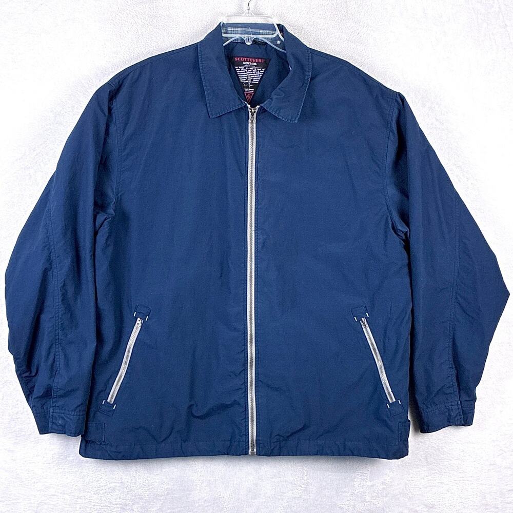 SCOTTeVEST Jacket Mens XXL Blue Pack Windbreaker Full Zip Preppy Outdoors Travel